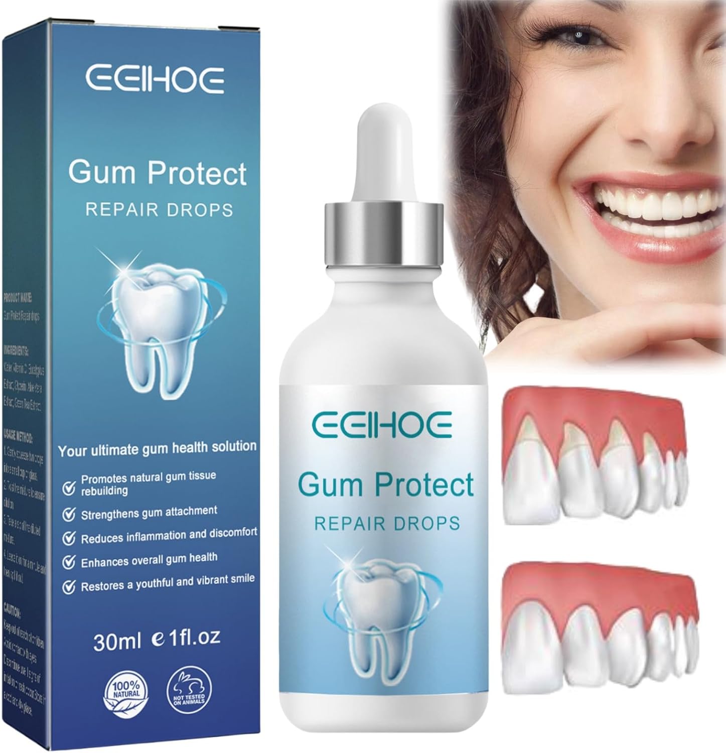 Natural Gum Restore Plus Liquid Drops Mouthwash,Gum Regrowth Drops