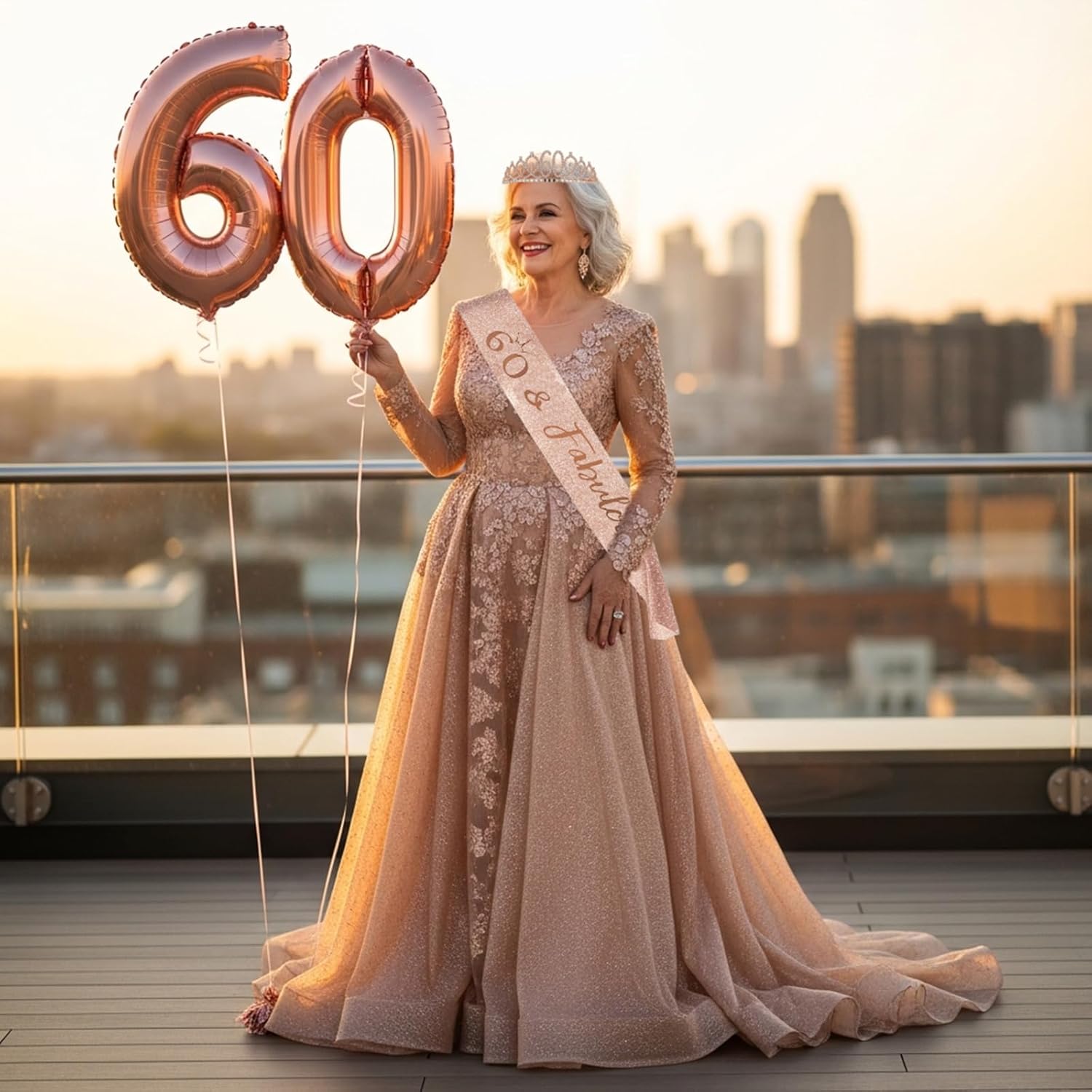 60 Years Birthday Decoration Party Gift for Women, Women's Birthday Headband Crown Personalised Birthday, Balloons, Gift Ideas and Decoration for Women, 60 Years Birthday Woman