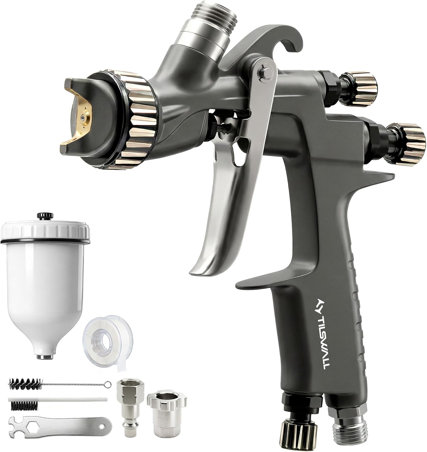 LVLP Spray Gun, Ultra Long Service Life with All-Stainless Steel Flow Channel, Air Paint Gun Suitable for Most Paints, Ideal for Automotive Painting and Professional Project