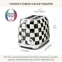 Vista 5 de MACKENZIE-CHILDS 2-Slice Toaster, Decorative Toaster for Kitchen, Black-and-White Courtly Check