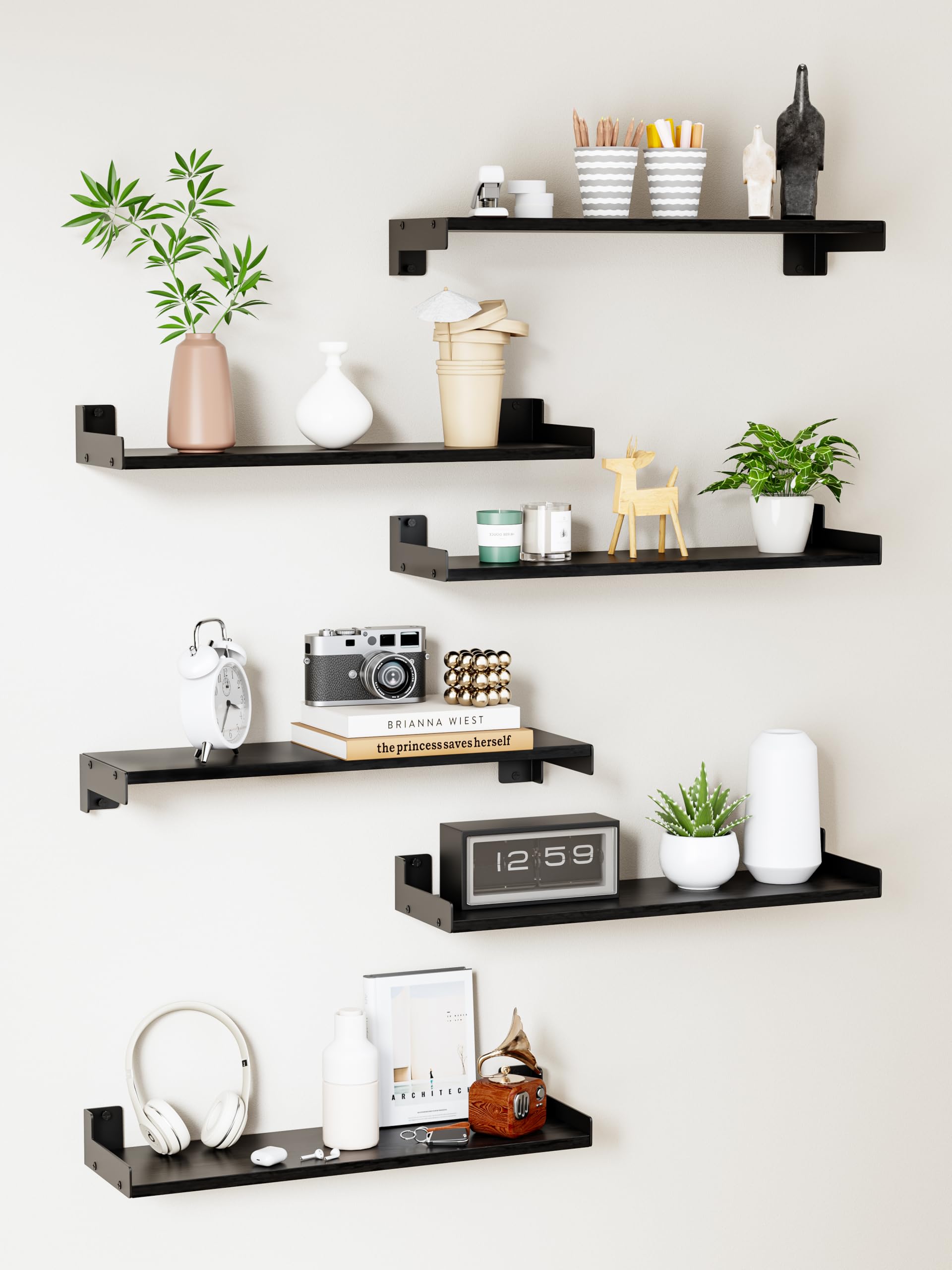 Nested Wood Wall Shelves Set of 6