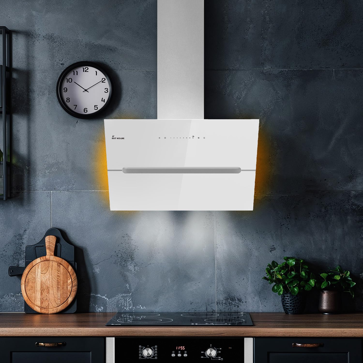 KKT KOLBE Dunstabzugshaube 60 cm 782 cbm/h Umluft Abluft Kopffrei Wandhaube Weiß Glas Smart WiFi WLAN RGBW-LED ECCO6005WM