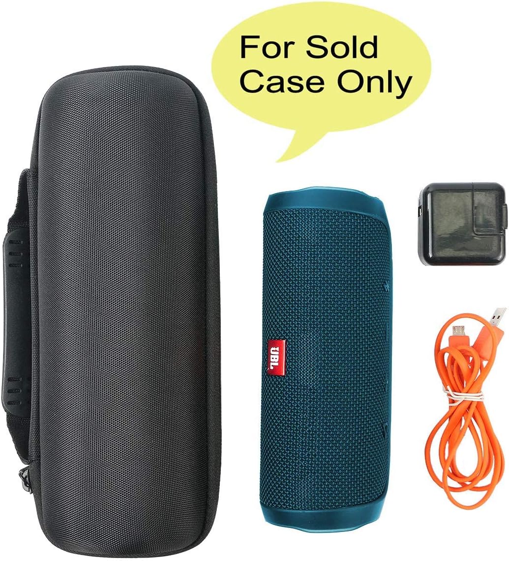 co2CREA Hard Travel Case Replacement for JBL Flip 7 6 5 Waterproof Portable Speaker (Black Case + Inside Ocean Blue) - Image 3