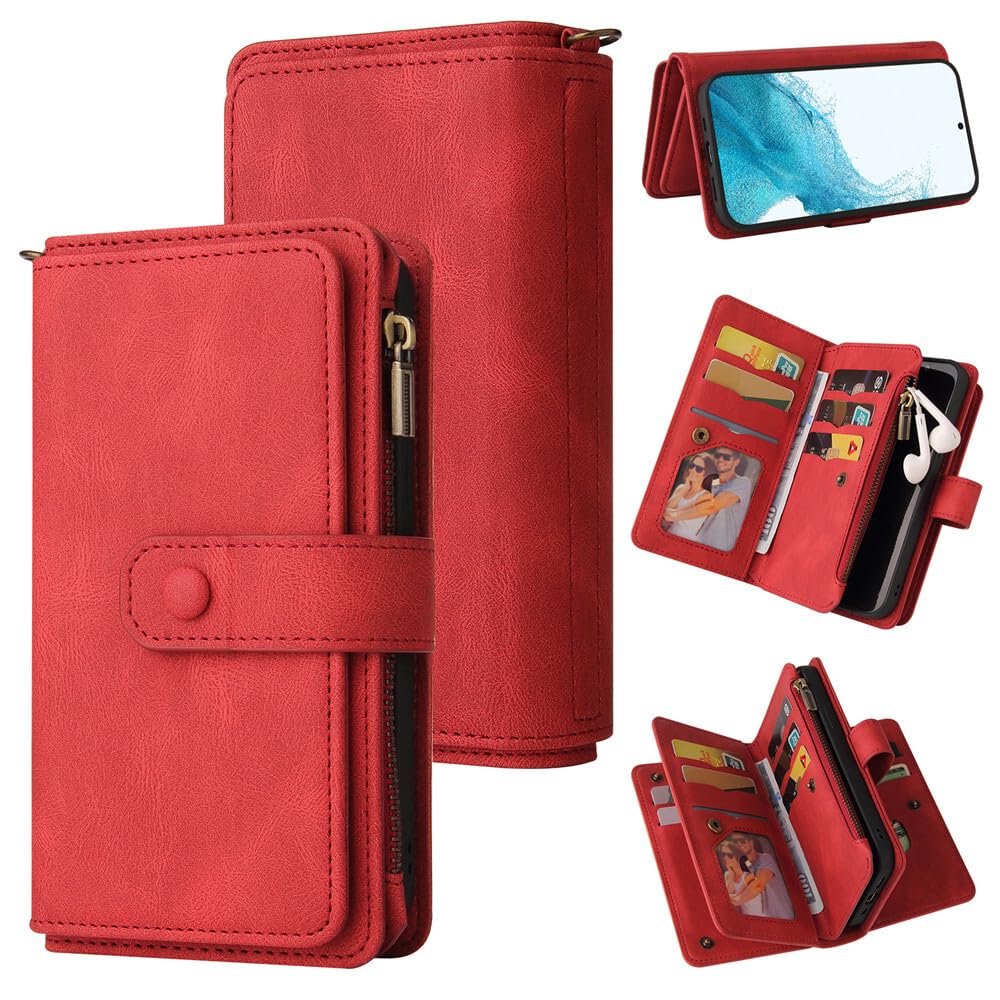 Étui Samsung S10E rouge anti-perte de cartes avec zip - 8