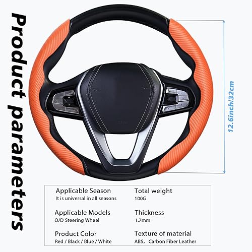 Vista 85 de WOCOCN 2 fundas para volante de automóvil, protector antideslizante de fibra de carbono para hombres y mujeres, múltiples opciones de color, Beige