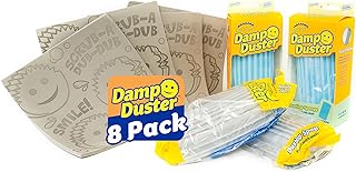 Damp Duster Sponge & Towel Bundle - 4 Dusting Sponges & 4 Damp Duster Towels - Swipe & Polish Blinds, Baseboards, Furniture & More (8 Piece Bundle)
