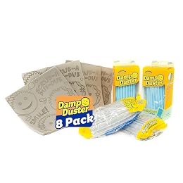 Scrub Daddy Damp Duster Sponge & Towel Bundle - 4 Dusting Sponges & 4 Damp Duster Towels - Swipe & Polish Blinds, Baseboards, Furniture & More (8 Piece Bundle)