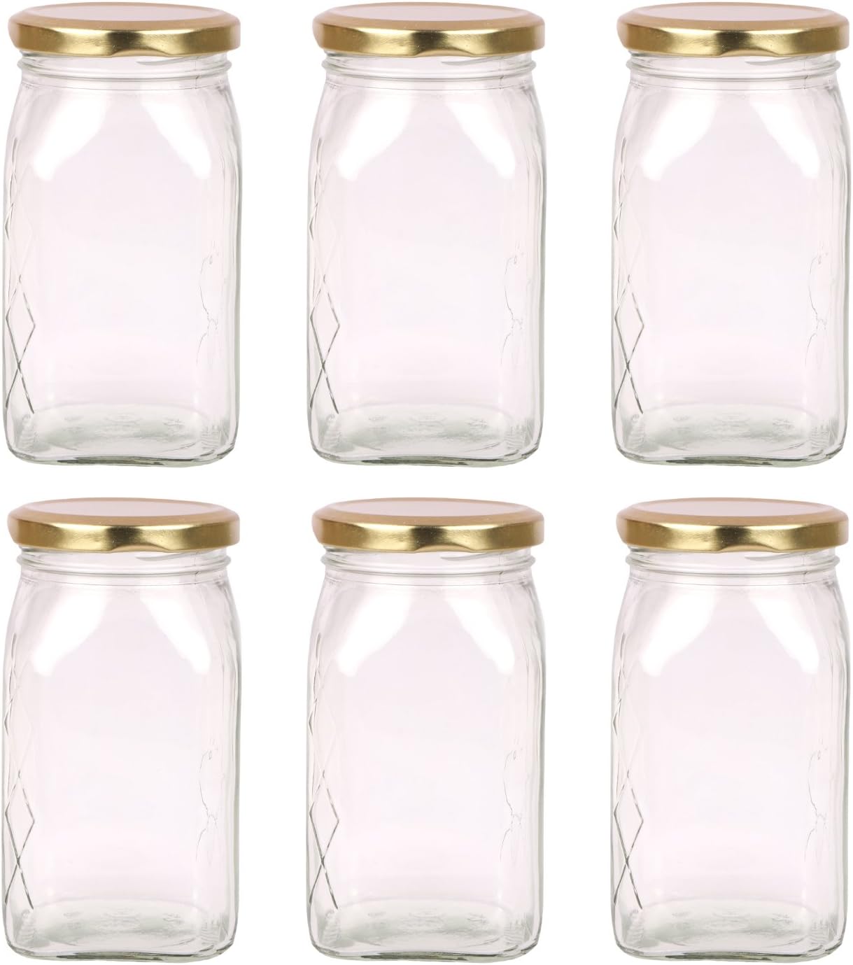 The Retailer House Pure Source India with Metal Gold Colour Rust Proof Air Tight Cap Glass Jar - SET OF 6 PCS