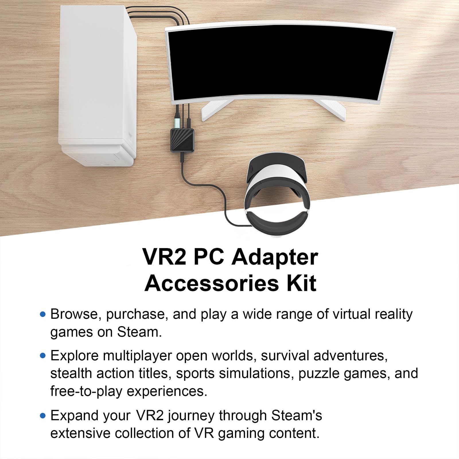 Adattatore facile da configurare con cavo di alimentazione e set di cavi DP1.4, accessori, computer USB