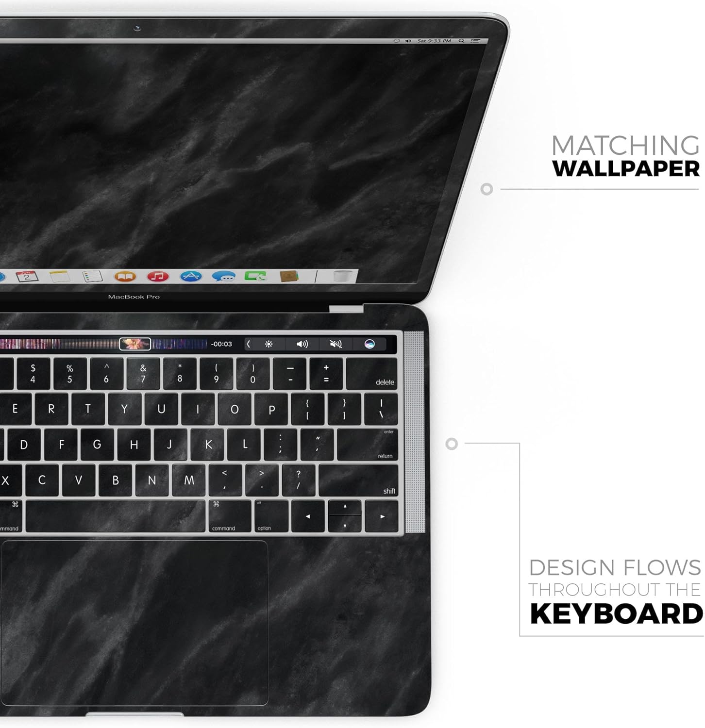 DesignSkinz - Compatible with MacBook Air 15" M3 (A3114) - Skin Decal Protective Scratch Resistant Vinyl Wrap - Black Marble Surface