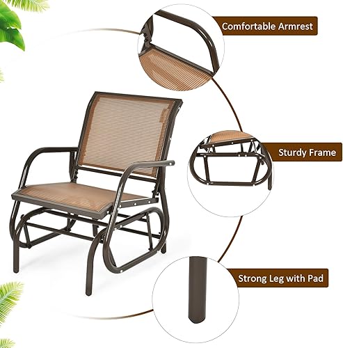 Miniatura 7 de Giantex Silla columpio con marco de metal de estudio, cómoda silla de patio para jardín, porche, patio trasero, piscina, mecedora al aire libre (1,