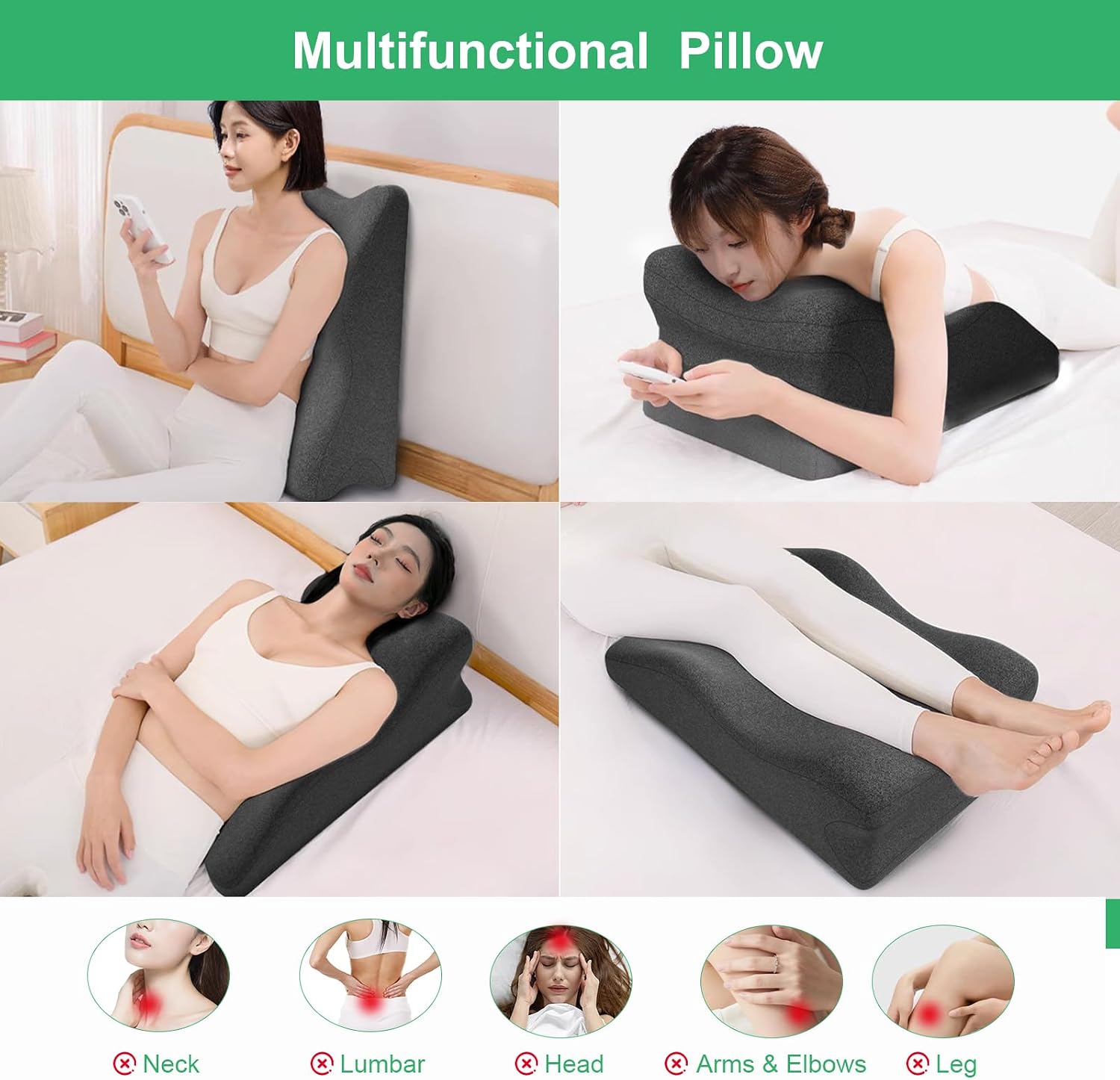 Adult Widened Intimacy Position Sex Pillow for Couples, Butt Cushion with Removable Small Support Pillow, Memory Foam for Sitting or Lying, Ideal for Home Use- Dark Gray