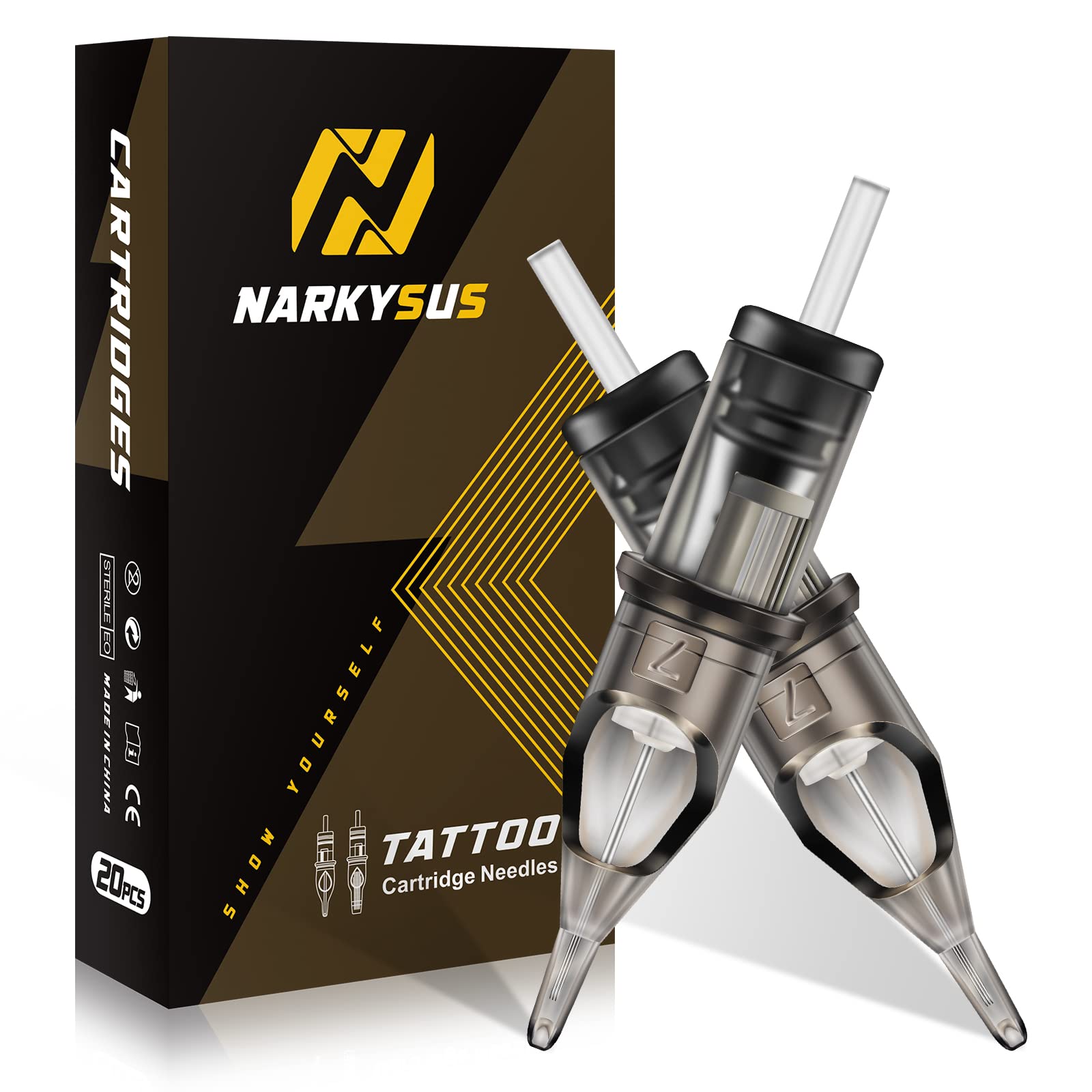 Narkysus 20Pcs Round Liner Needles 1011RL #10 Standard 0.3mm Round Liner Disposable Needles Professional Needle for Rotary Machine