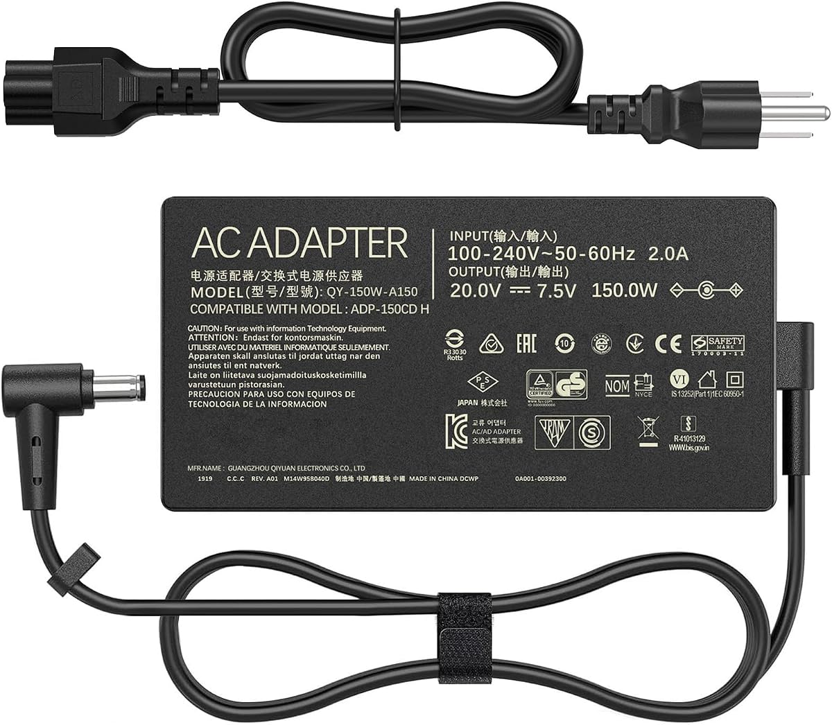 150W Gaming Laptop Charger Compatible with ASUS TUF Gaming A15 A17 F15 F17 FA506 FA706 FX506 FX706 FX705 ADP-150CH B A18-150P1A AC Adapter