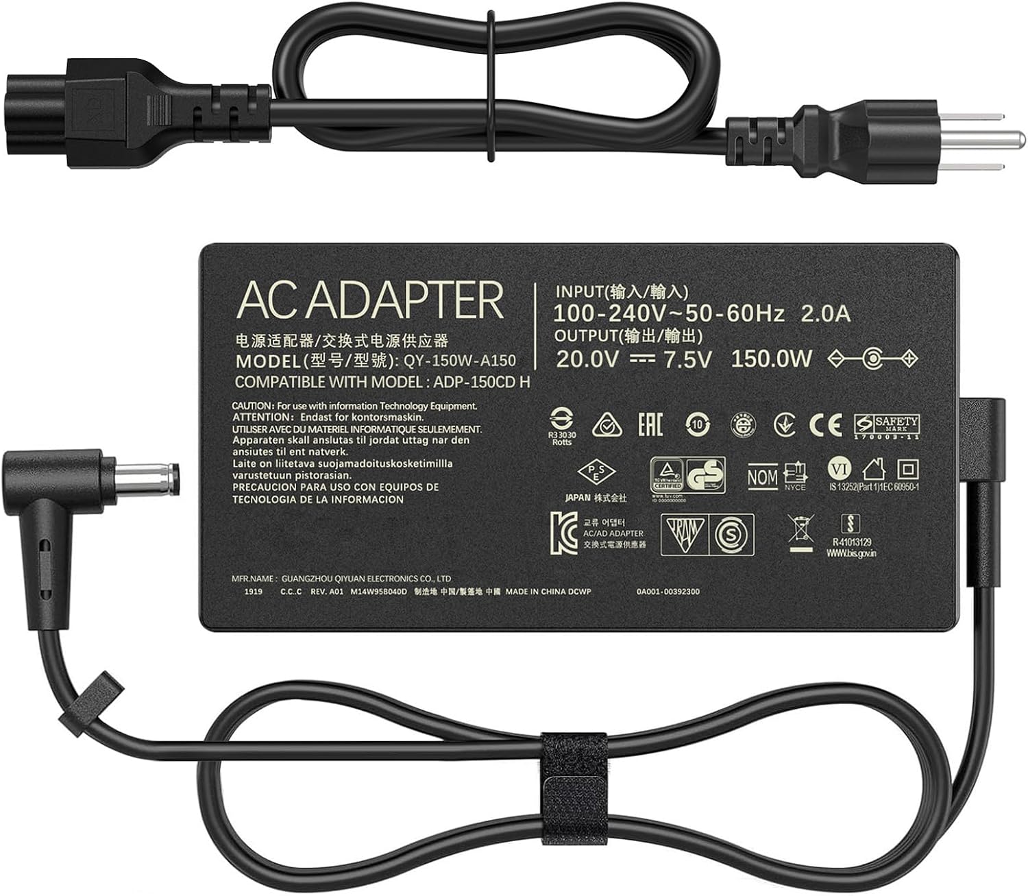 150W Gaming Laptop Charger Compatible with ASUS TUF Gaming A15 A17 F15 F17 FA506 FA706 FX506 FX706 FX705 ADP-150CH B A18-150P1A AC Adapter