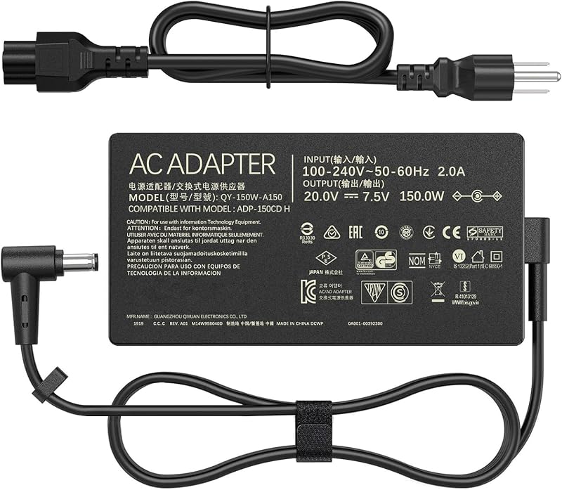 150W Gaming Laptop Charger Compatible with ASUS TUF Gaming A15 A17 F15 F17 FA506 FA706 FX506 FX706 FX705 ADP-150CH B A18-150P1A AC Adapter