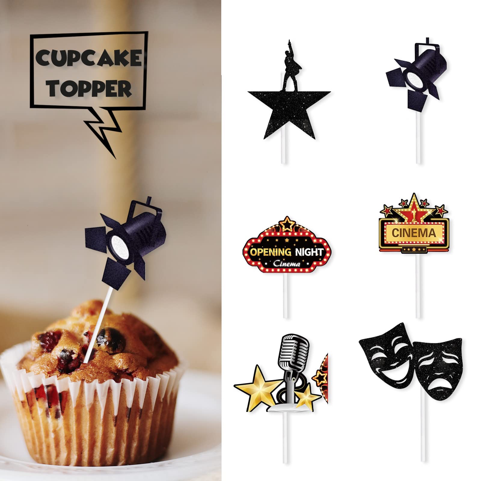 Colorful Glitter Happy Birthday Cupcake Toppers – 18-Pack Sensory Pop Game Theme Decor