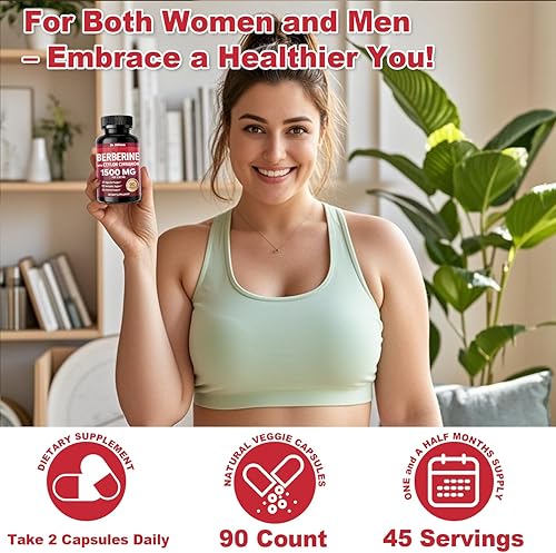 Miniatura 7 de Suplemento de berberina de 1500 mg, alta biodisponibilidad Berberina HCL con canela de Ceilán, apoya el bienestar metabólico y general, sin gluten,