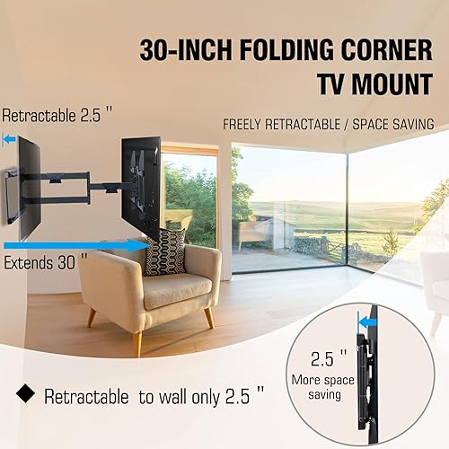 Miniatura 2 de HY-Bracket - Soporte de pared para TV con movimiento completo, con giro y inclinación, para la mayoría de LED, OLED, 4 K planoscurvados