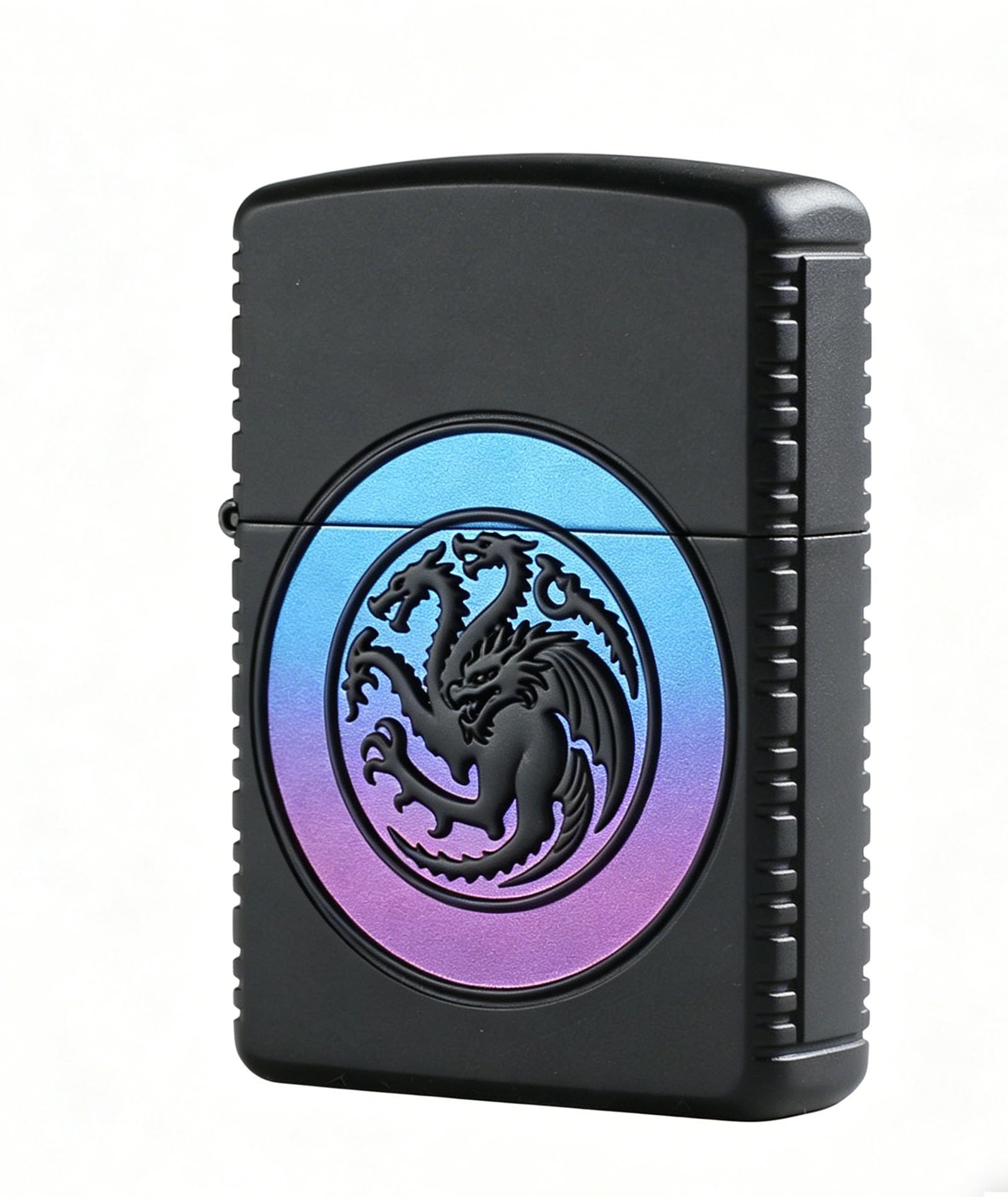Windproof Dragon Carved Kerosene Lighter Grinding Wheel Open Flame Reusable Cool Petrol Lighter for Outdoor Camping (C)