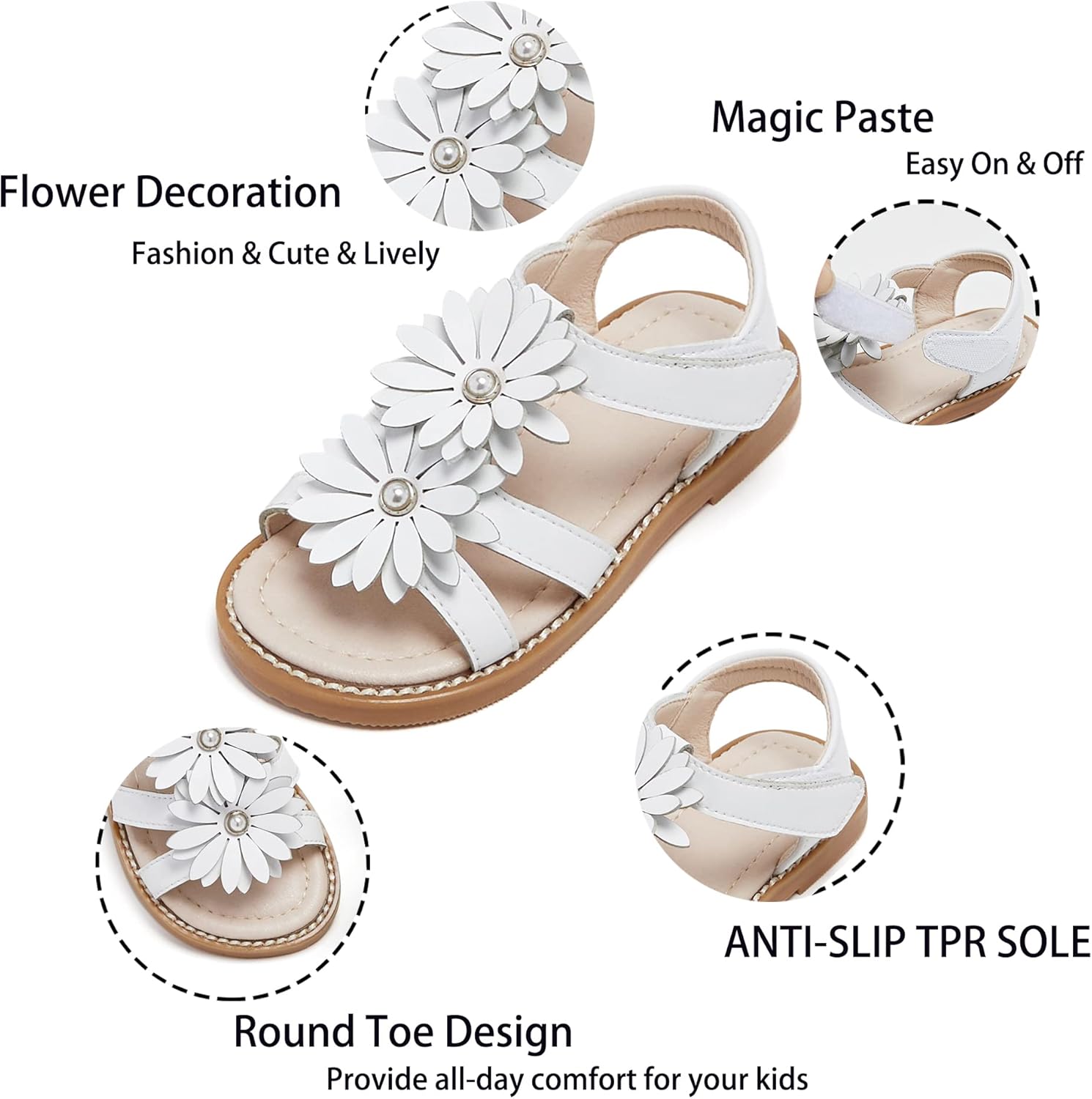 Kiderence Toddler Girls Sandals Little Girls Kids Shoes Girls Sandals Toddler - Image 4