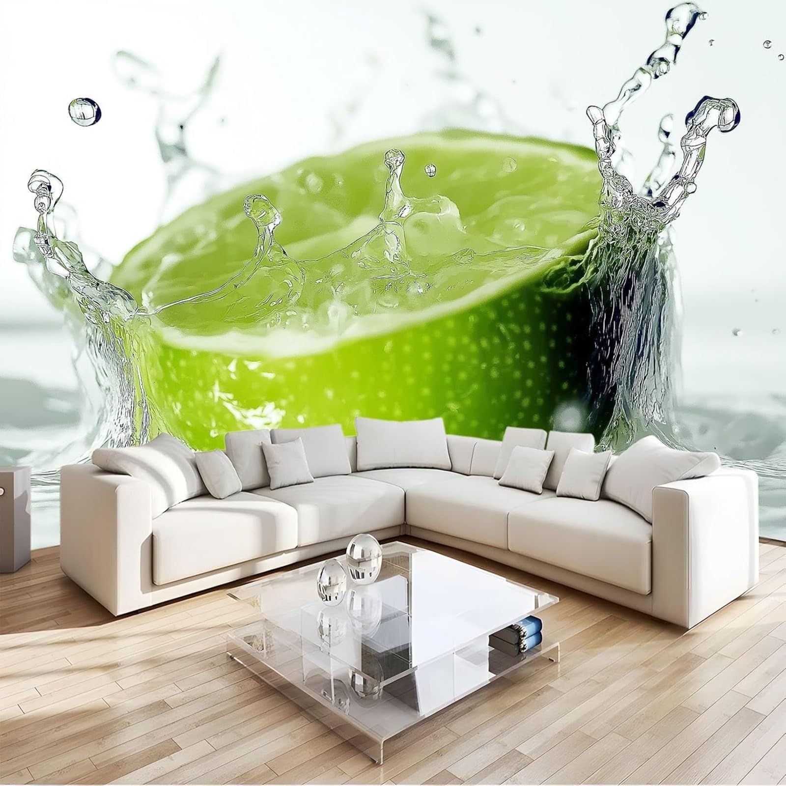 Papier peint intissé vert fruit 350x256 cm pour décoration de salon