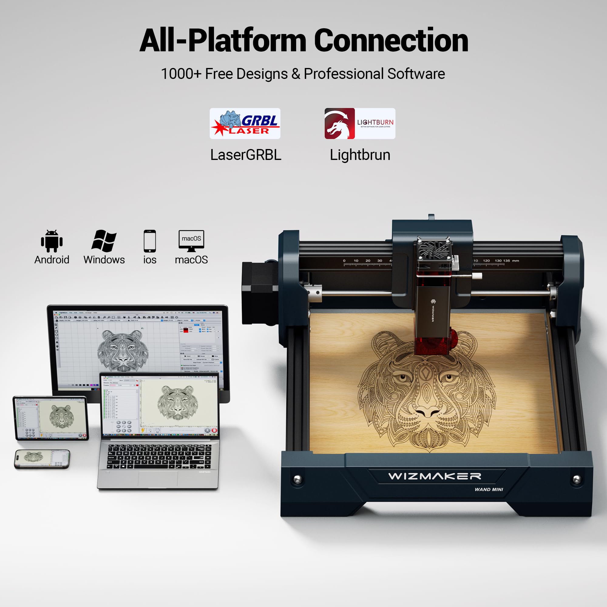 Graveur laser d'entrée de gamme, appareil de gravure laser 3,5 W, vitesse de traitement de 12 000 mm/min, prend en charge la connectivité WiFi/Hotspot/USB, idéal pour la maison, le studio, le