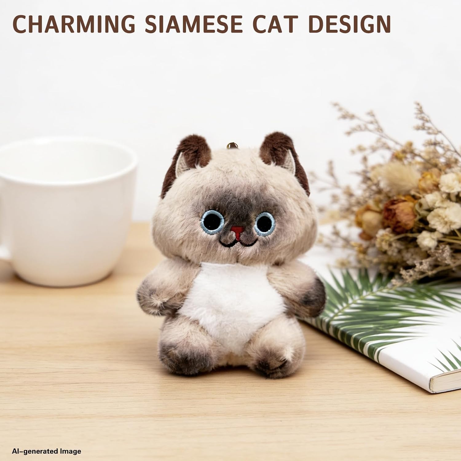 AGLOO Siamese Cat Keychain Bag Charm – Adorable Plush Keychain for Backpacks,Gifts for Women, Cat Lovers, and Stylish Accessory Decor