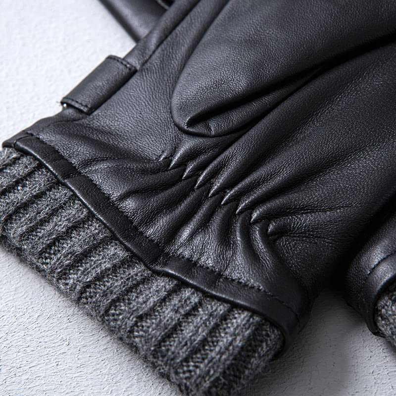 Guantes térmicos para Invierno Guantes de Cuero for Hombre Pantalla táctil Forro Polar Piel Oveja Invierno Negro Varios tamaños