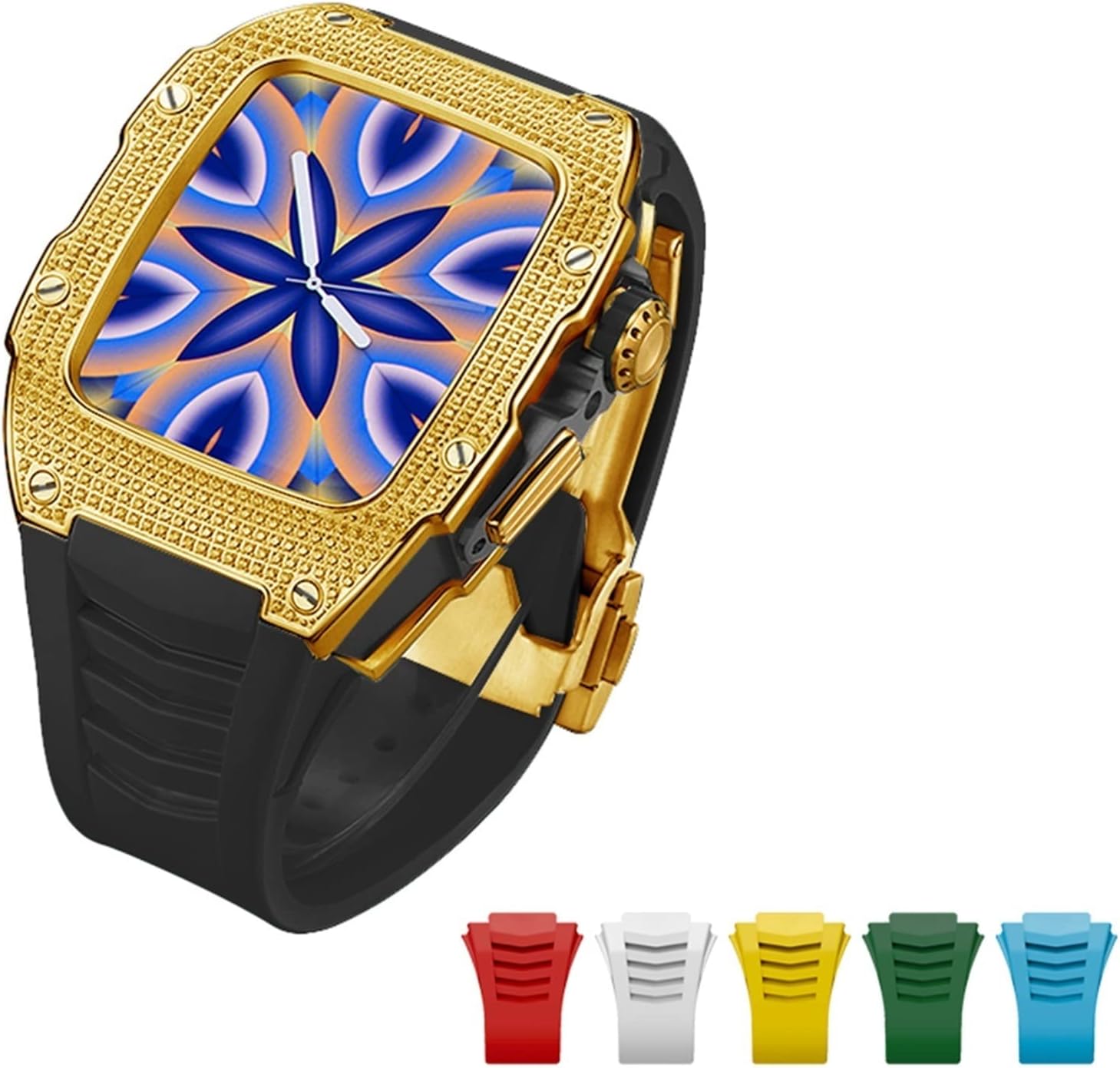 MXCERH Titanium Alloy Kit Advanced Carbon Fiber Case For band 45mm 44mm Luxury Diamond Case+6pcs band For Iwatch Series 7 6 5 4 SE