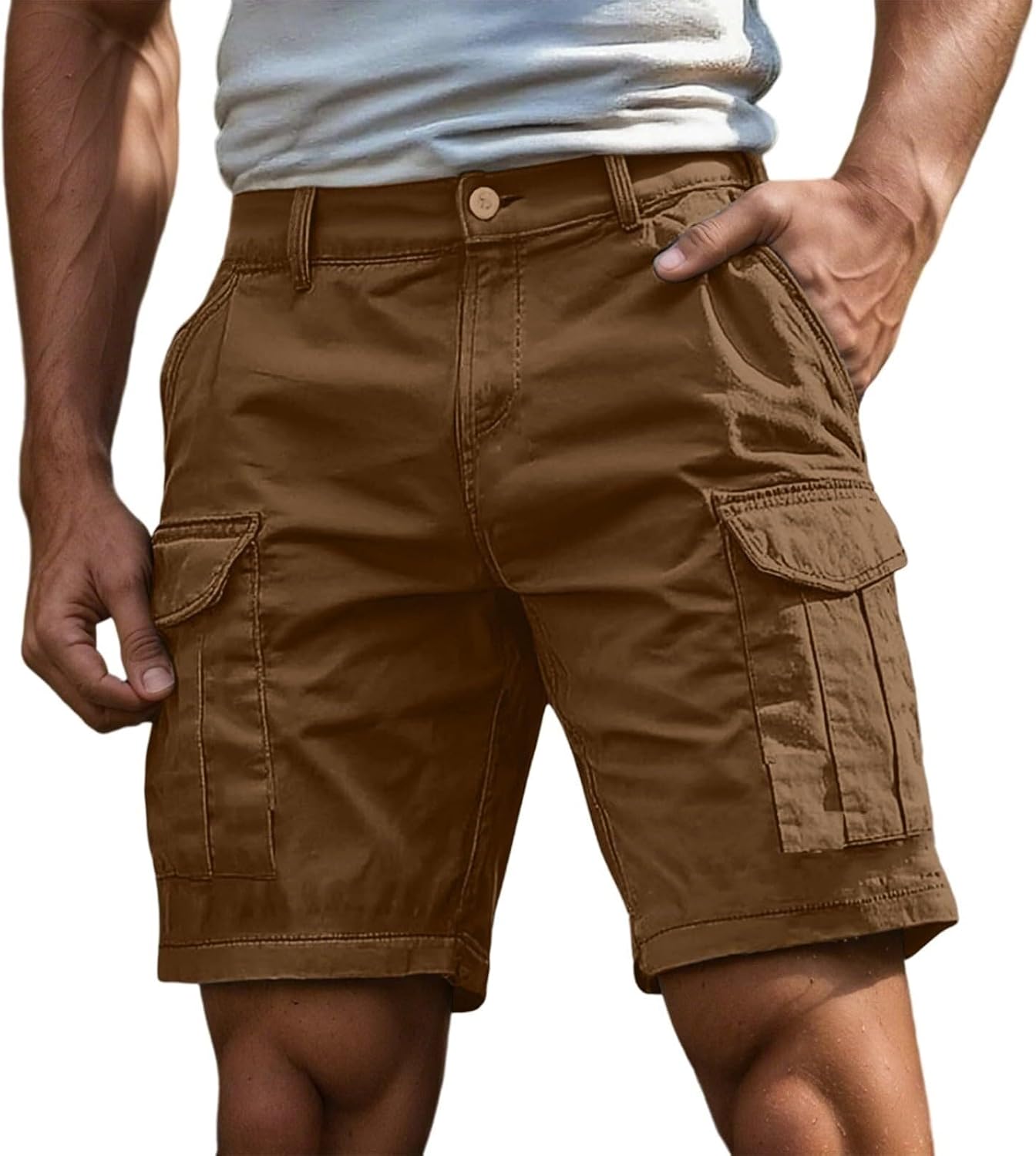 Men's Cargo Trousers Short Trousers Knee-Length Cargo Shorts Stretch Work Shorts | Pockets summer work trousers men leisure short baggy cycling shorts sports trousers outdoor hunting trousers