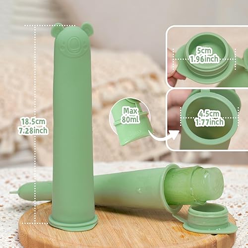 Miniatura 2 de haakaa Molde de silicona de grado alimenticio con tapas, libre de BPA, reutilizable, moldes de paletas para bebés, para frutas frescas, aperitivos,
