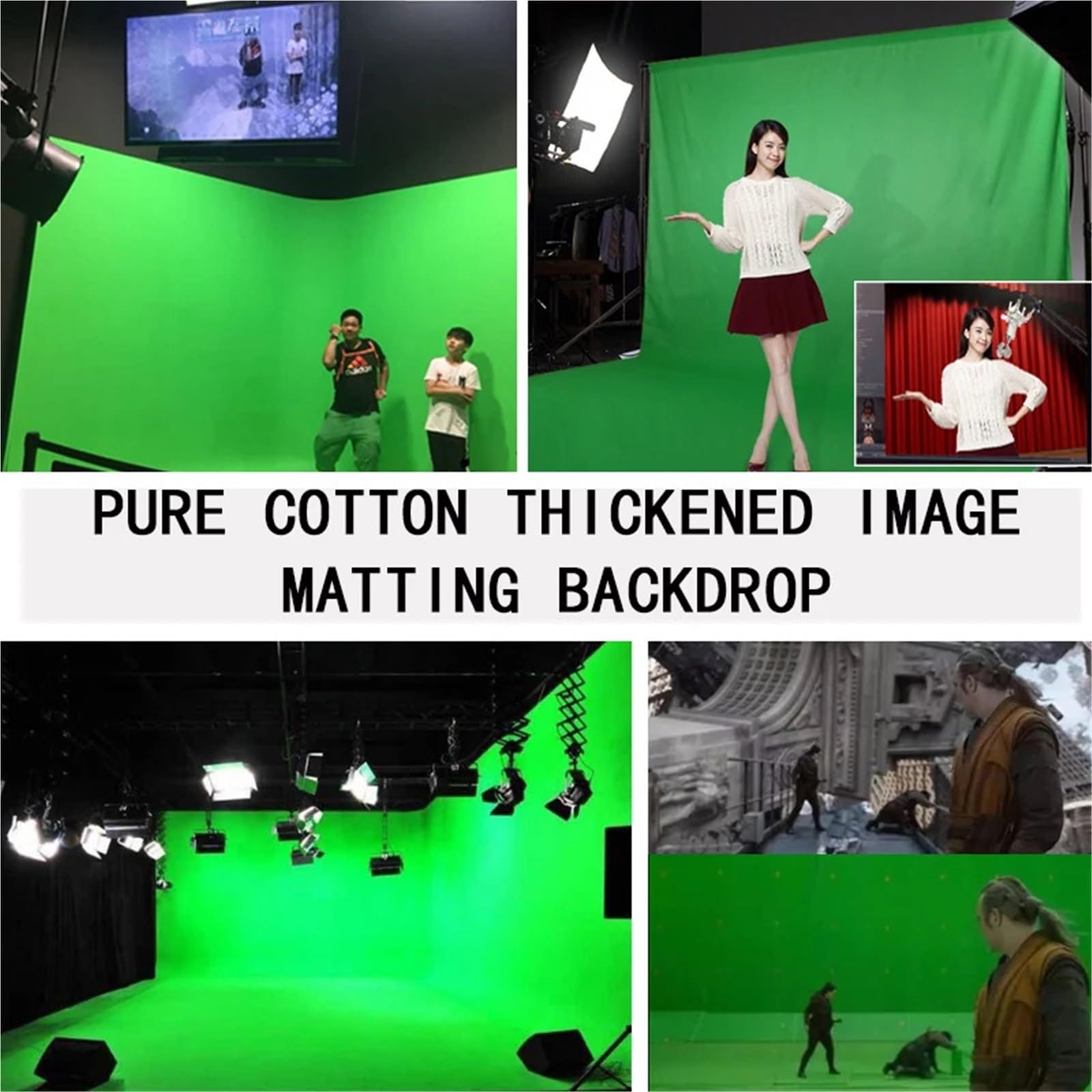 Sfondo Green Screen Sfondo in mussola di cotone, sfondo fotografico, in tessuto Chromakey, schermo verde for la trasmissione in diretta di video in studio fotografico(GRAY,3.0 mX3.0 m)