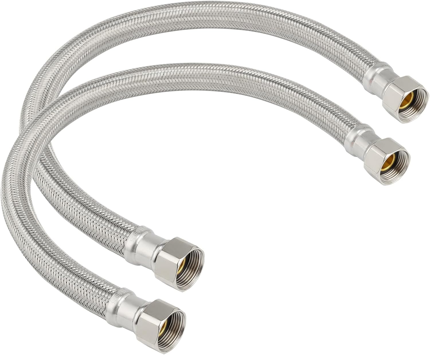 24-Inch Braided Flexible Stainless Steel Water Heater Connector Hose 3/4-Inch FIP x 3/4-Inch FIP Female Steel-Flex Water Heater Connector For Female Iron Water Pipes Fitting