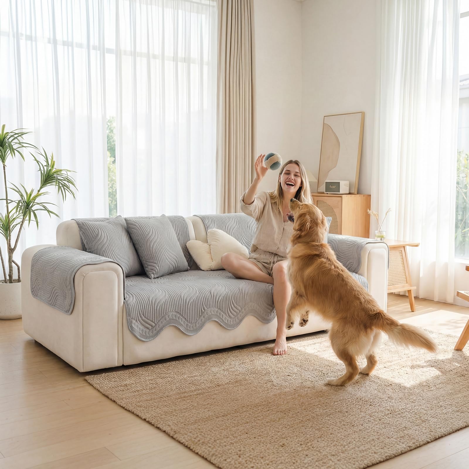 Topchances New Ice Silk Sofa Covers Washable,Universal Couch Covers Non-Slip Corner Sofa Cover 3 Seater L Shape Sofa Slipcovers Pet Dog Bed Mat,Furniture Protector for Living Room (Gray, 90x70cm)