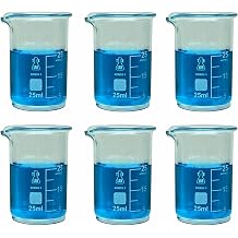 TN LAB 25ml Beaker Borosilicate Glass with Graduations 25ml 6-Pack