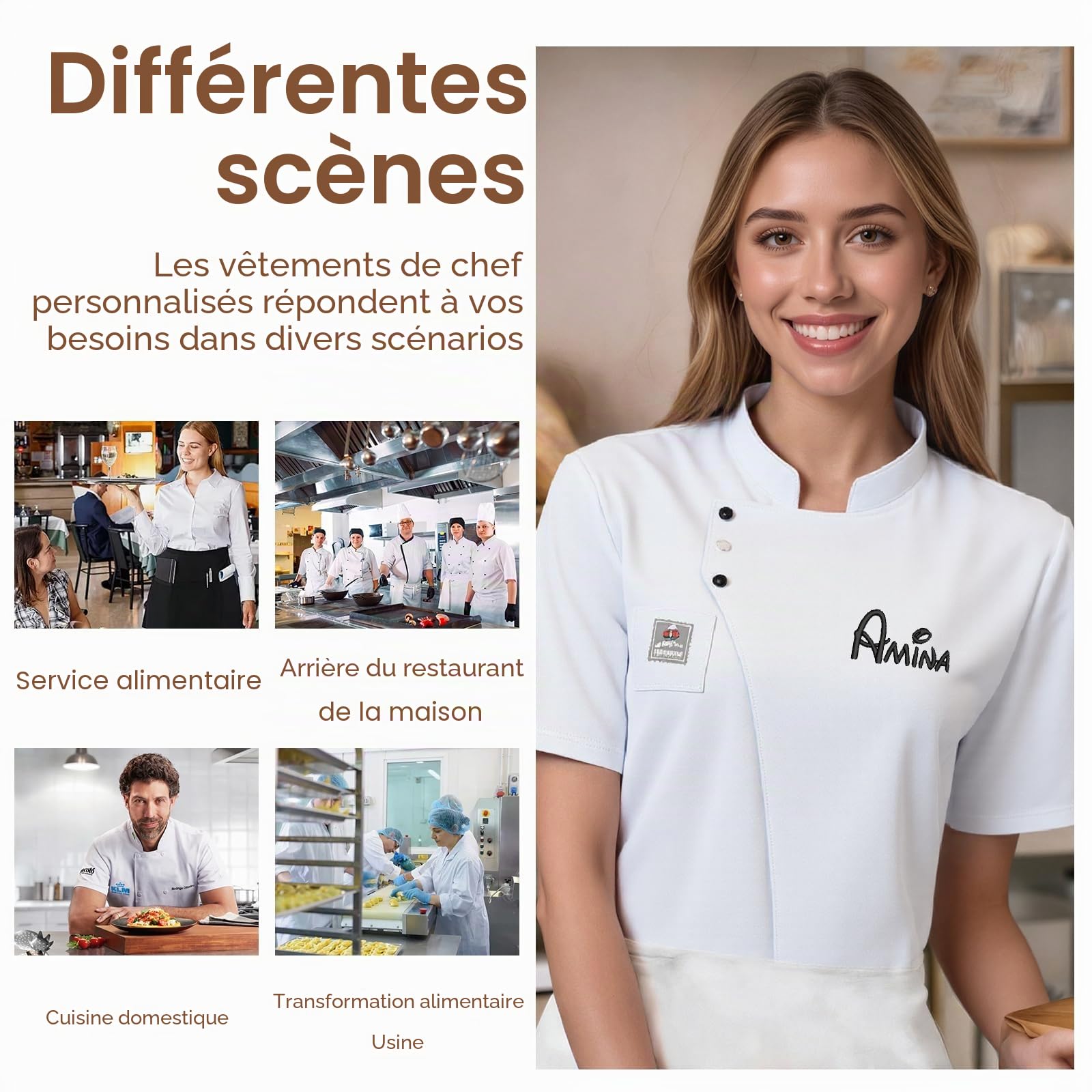 Veste Cuisine Homme Veste Chef Cuisine Homme Personnalisé avec Texte Et Brodés