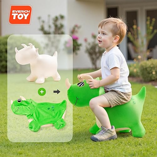 Vista 30 de EVERICH TOY Caballos hinchables de unicornio inflable de peluche para saltar animales de tolva rebotadora para niños pequeños, animales inflables
