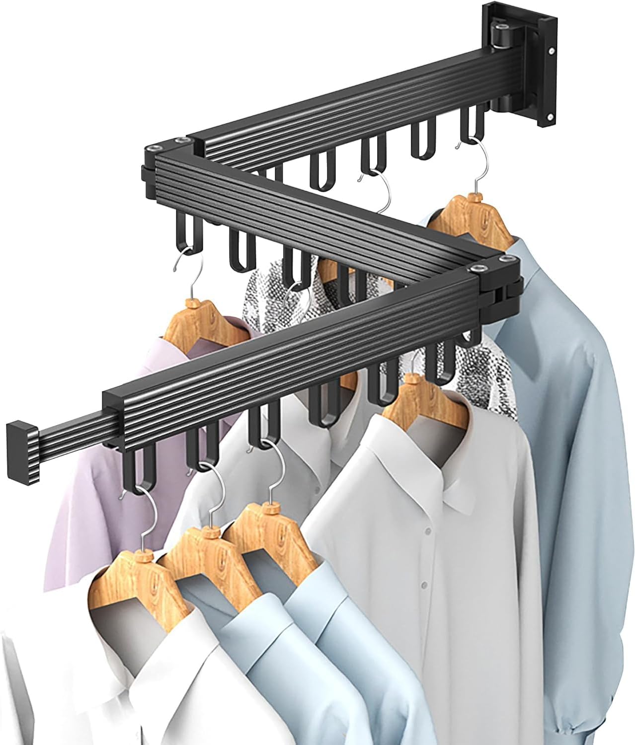 Wall Mounted Drying Rack for Laundry – Foldable Clothes Hanger Dryer with 180° Swivel, 220 lb Capacity, Aluminum Construction, Space-Saving Indoor Outdoor Organizer – Black Wall Mounted Drying Rack for Laundry – Foldable Clothes Hanger Dryer with 180° Swivel, 220 lb Capacity, Aluminum Construction, Space-Saving Indoor Outdoor Organizer – Black