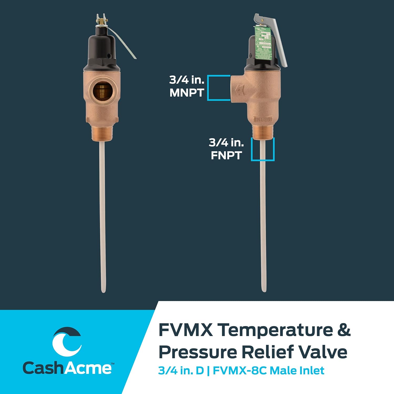 Cash Acme 3/4 Inch FVMX-8C Male Inlet Lead Free Relief Valve, Bronze Plumbing Fitting, 23275-0150