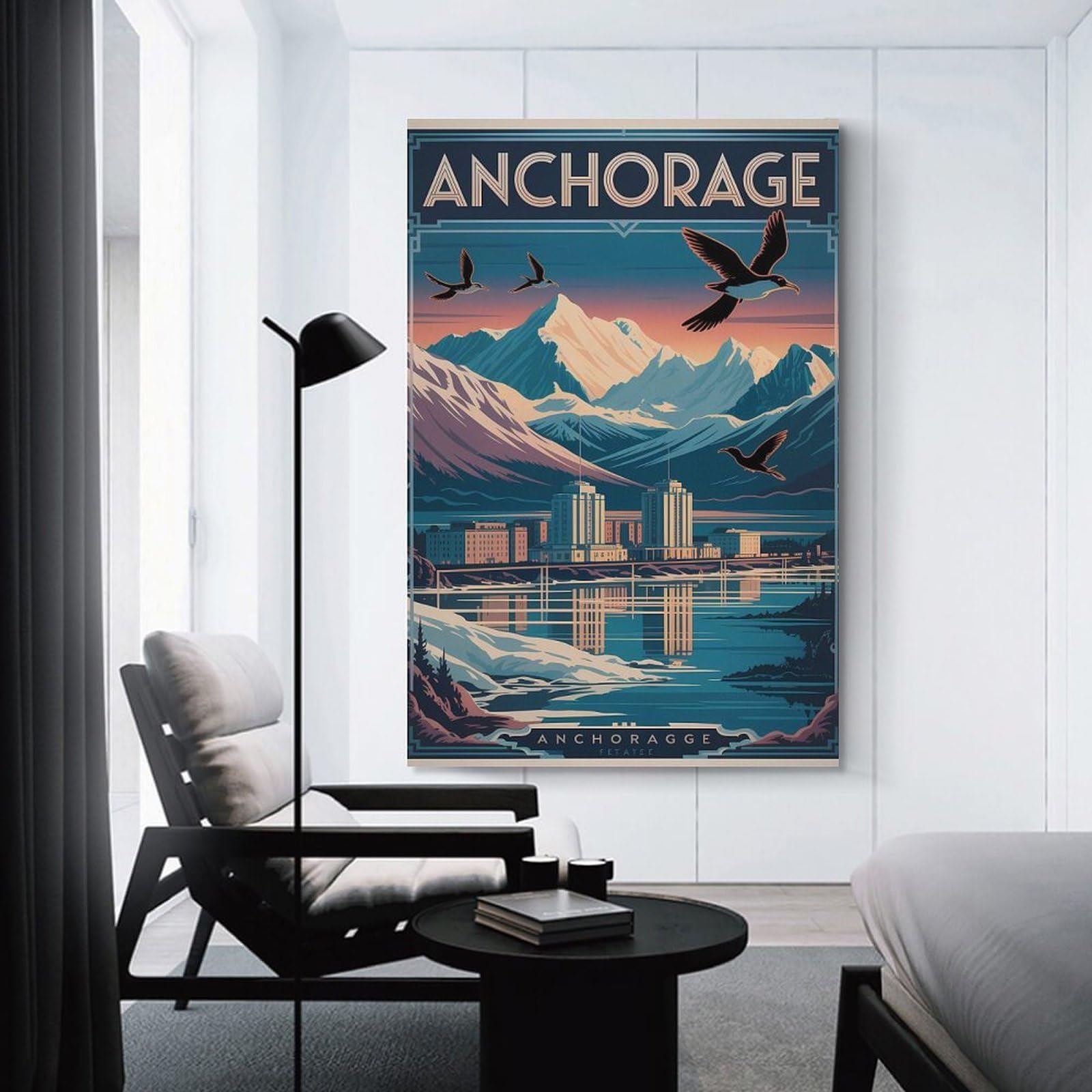 Junmoney Unframe-Style-24 Anchorage Travel Wall Decor Canvas Print, 24X36inch(60X90cm), For Living Room, Bedroom, Office Or Hallway, Stylish Home Artwork For Focal Walls