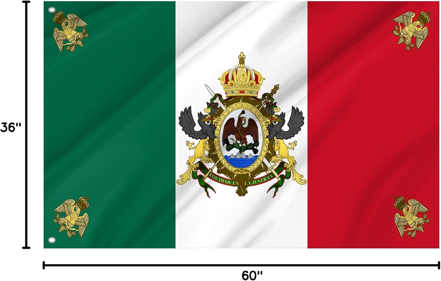 Second Mexican Empire Flag, Unique Design Print, Flags for Indoor & Outdoor Use, Durable Stitching, Bright Colours, Reinforced Fabric, Size - 3x5Ft / 90x150cm
