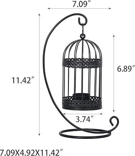 Miniatura 5 de Asense Portavelas de metal, modernos candelabros rústicos de granja, faroles decorativos para interiores y exteriores, mantel de mesa, estilo 1,