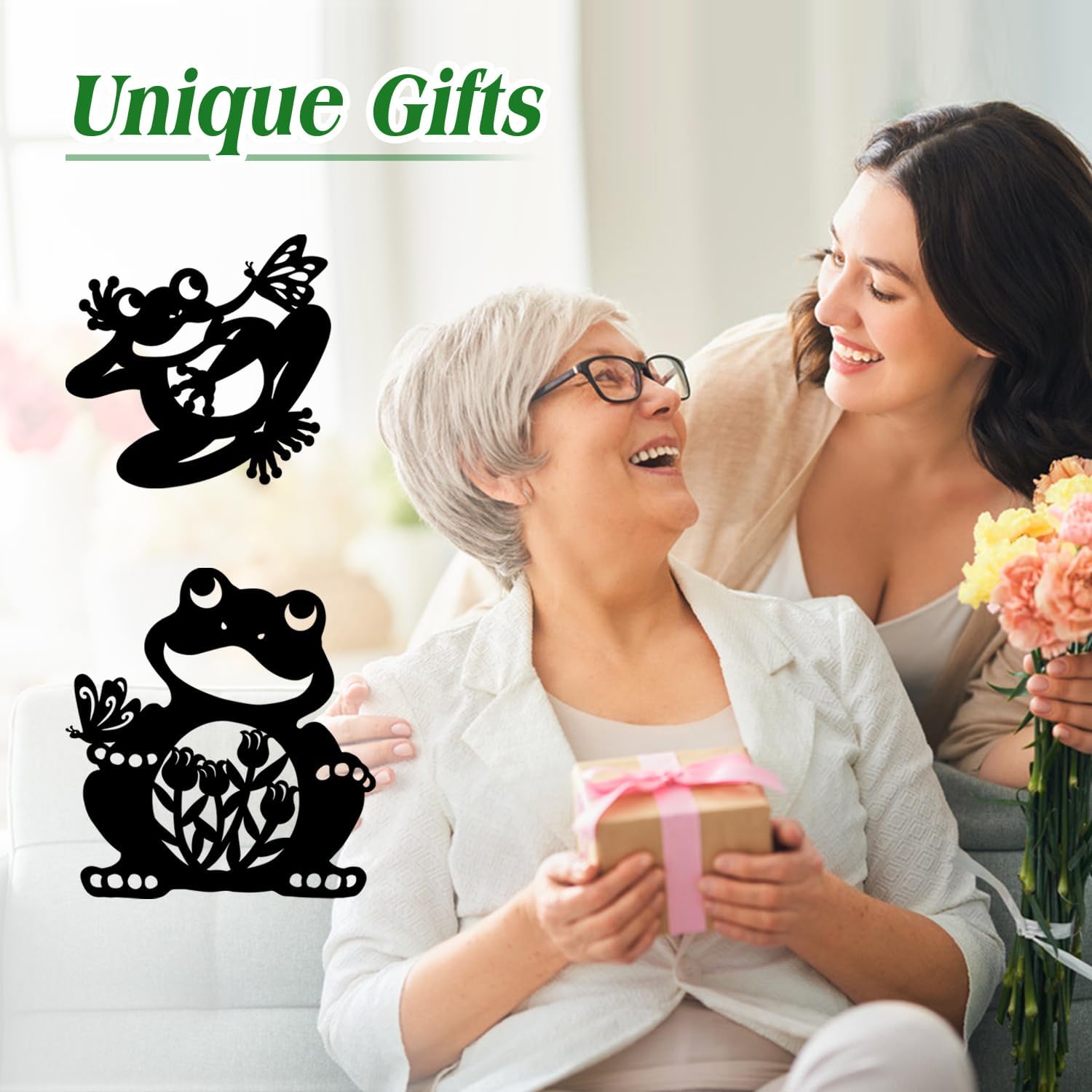 Frog Metal Decorative Garden Stakes Frog Gifts for Women Men Mom Birthday Gifts Silhouette Statues for Garden Decor, Yard Art, Patio, Outside, Lawn Ornaments, Outdoor Decorations