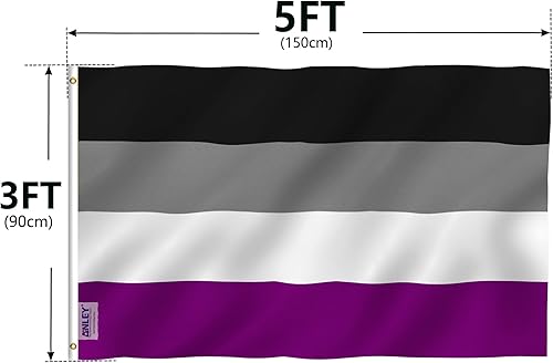 Miniatura 7 de Anley Fly Breeze - Bandera del orgullo asexual de 3 x 5 pies, color vivo y a prueba de decoloración, cabecera de lona y doble costura, bandera del
