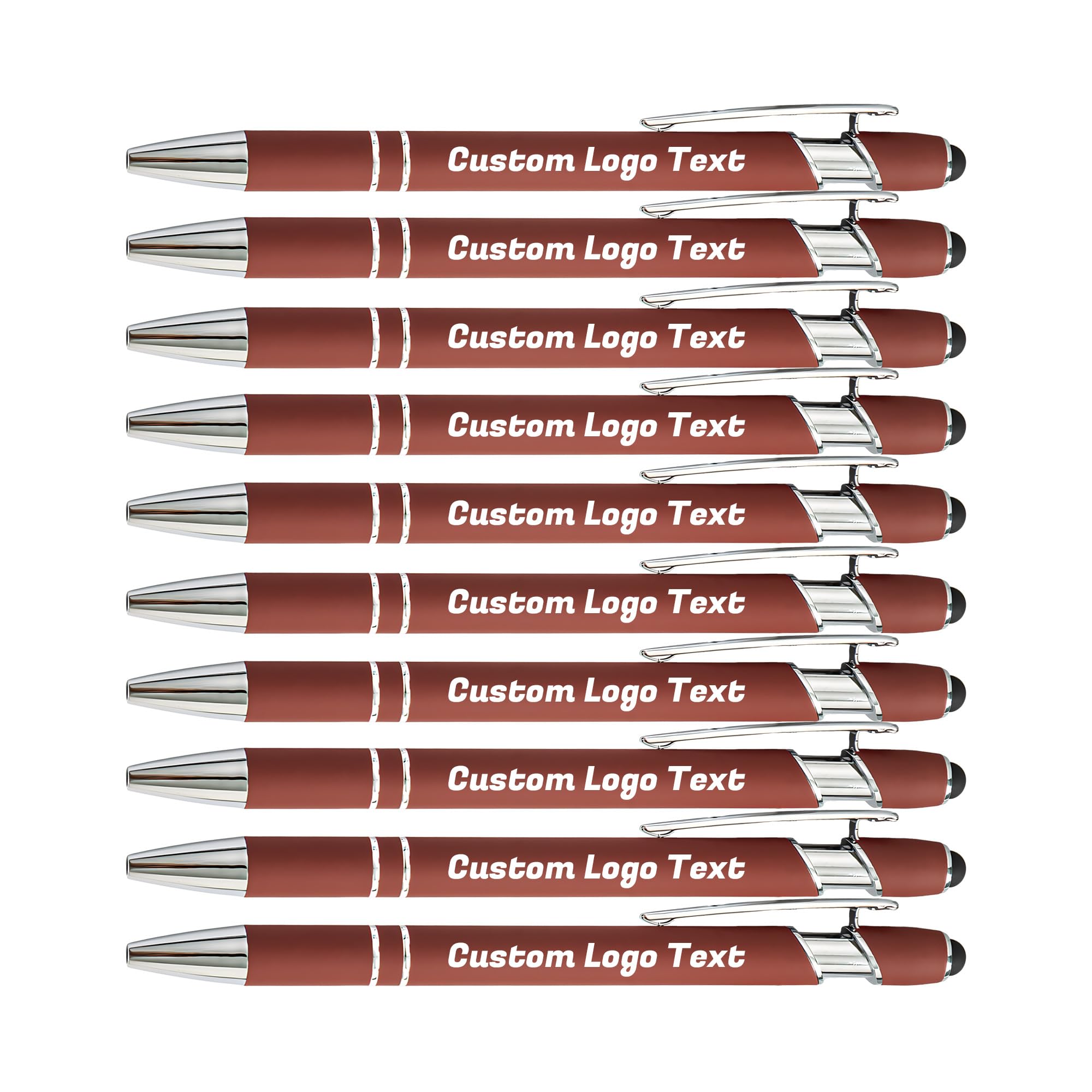 HEYZARDA Personalized Pens with Name Text Logo Custom Ballpoint Pen for Business Office Events with Stylus for Touchscreen 100 Pcs Wine