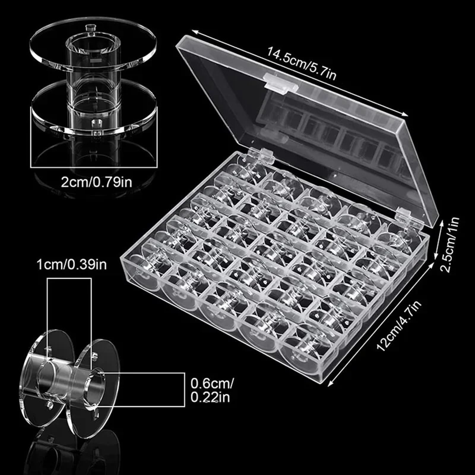 Szpulki do maszyn do szycia, 25 sztuk szpulek do maszyn szycia z plastikowym pudełkiem przechowywania domowych przyborów DIY(25pcs Bobbins)