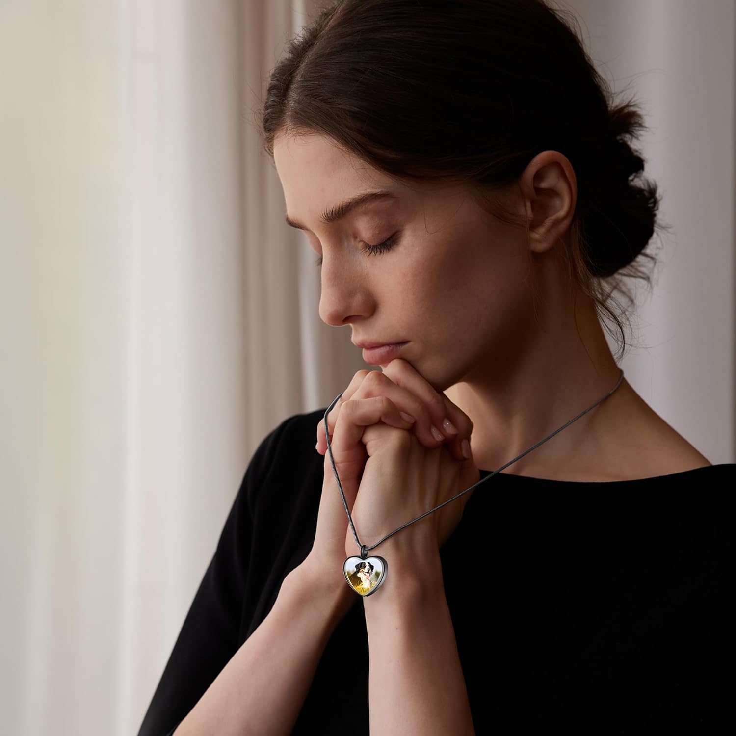 Fanery Sue Pet Ashes Necklace Cremation Jewelry Personalized Picture&Quote Memorial Gifts for Loss of Dog/Cat Urn Necklaces Pets Loss Sympathy Gift Keepsake for Women - Image 3