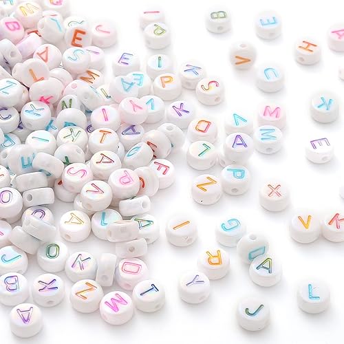 Miniatura 5 de 1000 cuentas para manualidades de macarrones nacarados de colores, letras del alfabeto A-Z, planas y coloridas para bricolaje