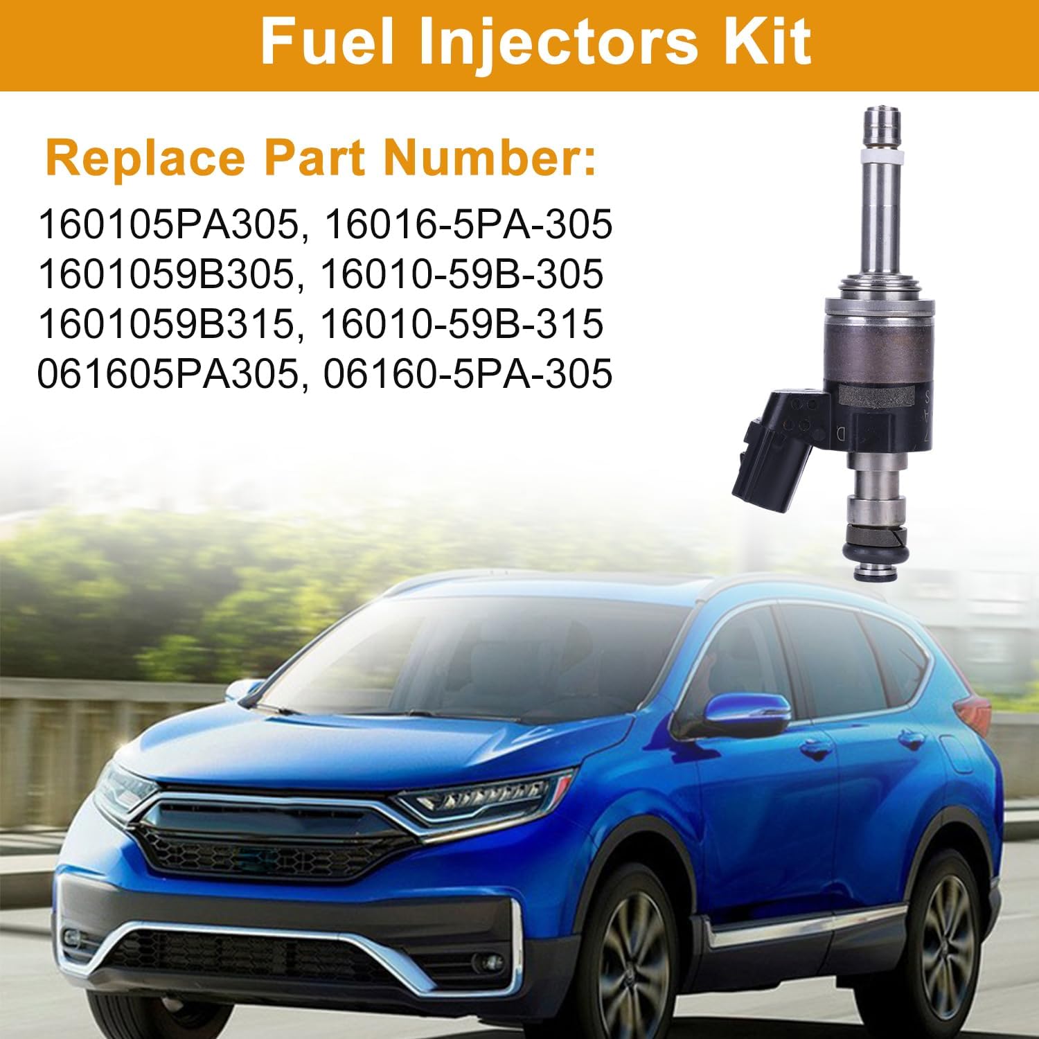 6 Holes Fuel Injectors fit for Honda Accord 2018-2020,CR-V 2017-2020,Civic 2016-2021 L4 1.5L Fuel Injectors Replacement for 06160-5PA-305 1601059B315 Fuel Spray Nozzle